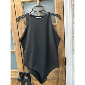 Reoria Bodysuit Women's Size XL Black Round Neck Stretch Sleeveless Pullover Top